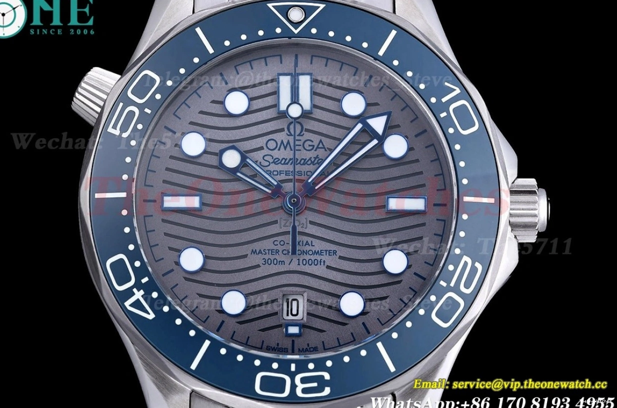 Seamaster GDF SS MY8215+Free 42mm 300m Nylon SS Grey Strap 0108